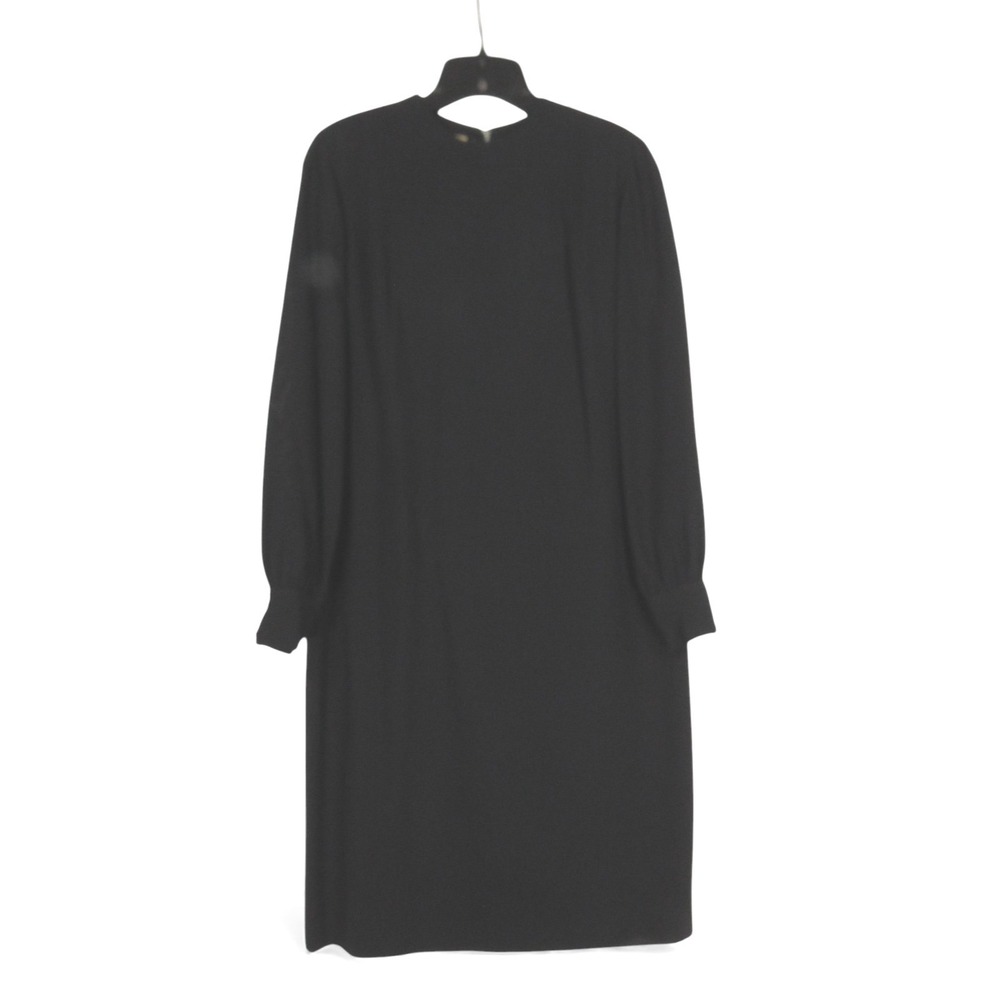VTG BOBBIE BROOKS Black CREPE Semi Sheer Sleeve ZIP BACK Sheath Dress Sz 8